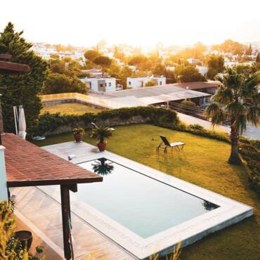 swimming pool in yard