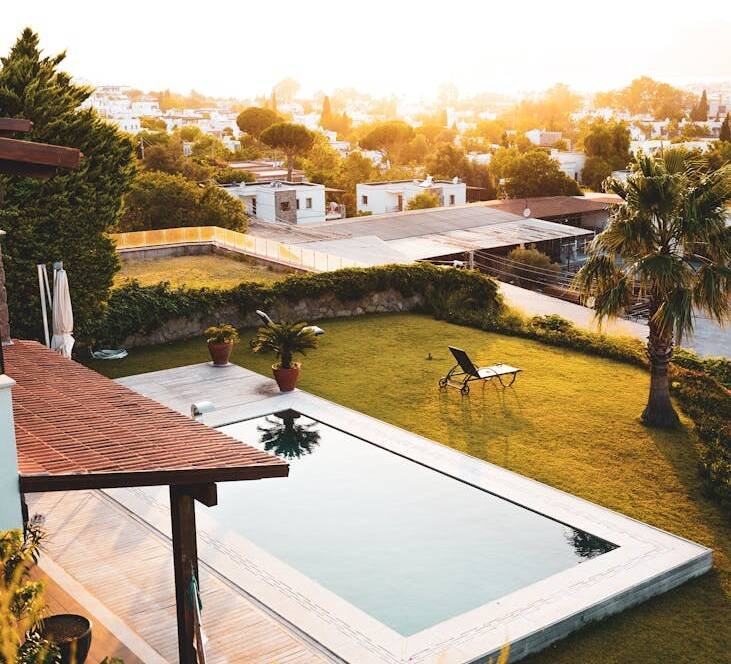 swimming pool in yard
