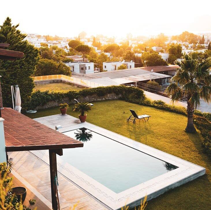 swimming pool in yard